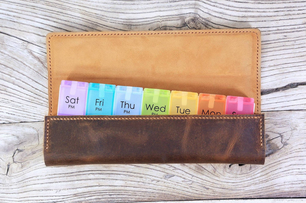 7 day weekly pill organizer box with leather case stylish pill organizer 2 4 times a day