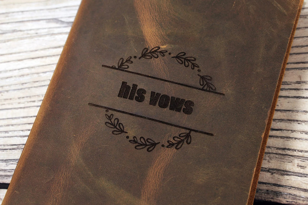 Personalized leather his and her vow book ,Personalized wedding couple gifts