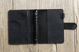 All black leather A5 6 ring binder diary