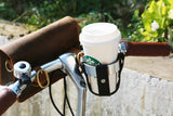 Black Brown leather bike coffee cup holder