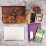 brown leather laptop bag - DMleather