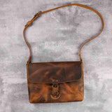 Vintage rustic town leather messenger shoulder bag with adjustable strap