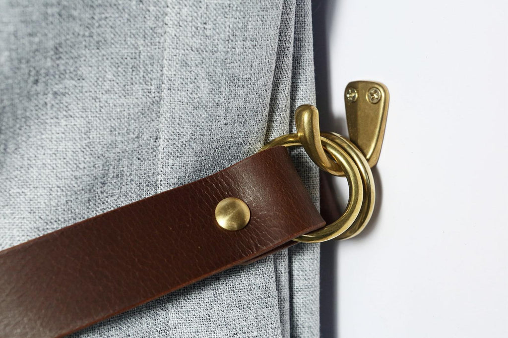 Brown vegetable tanned leather curtain tie backs