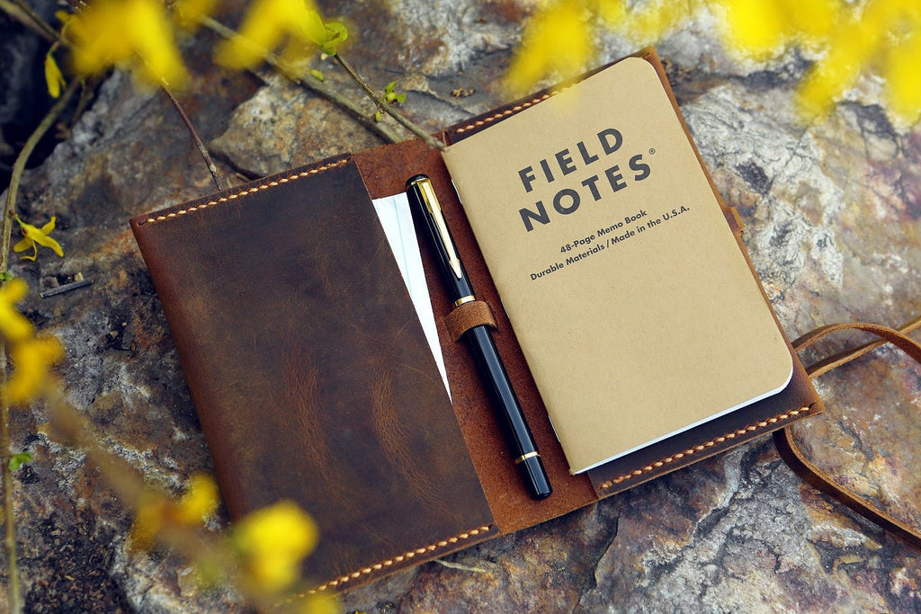 Distressed leather field notes holder field notes EDC cover
