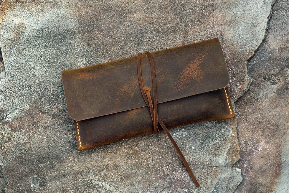 Distressed Leather Pencil Roll Case / Leather Artist Tool Roll – DMleather