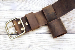 duty full grain leather belt hanger holder