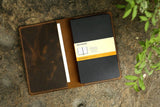 Distressed moleskine leather cover large size
