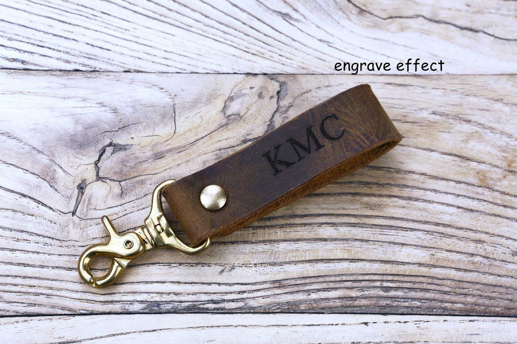 Echo Six Designs Leather Belt Clip Keychain Brown Stoned Oil