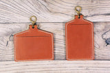 Full grain leather id badge holder with lanyard