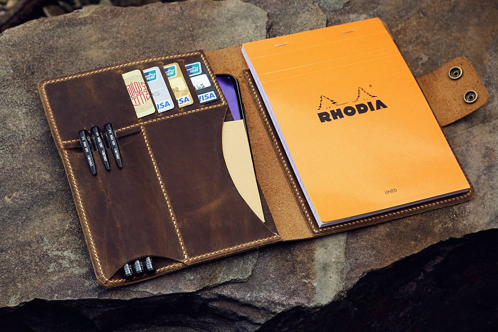 Full grain leather rhodia pad holder portfolio for RHODIA notepad No 1 –  DMleather