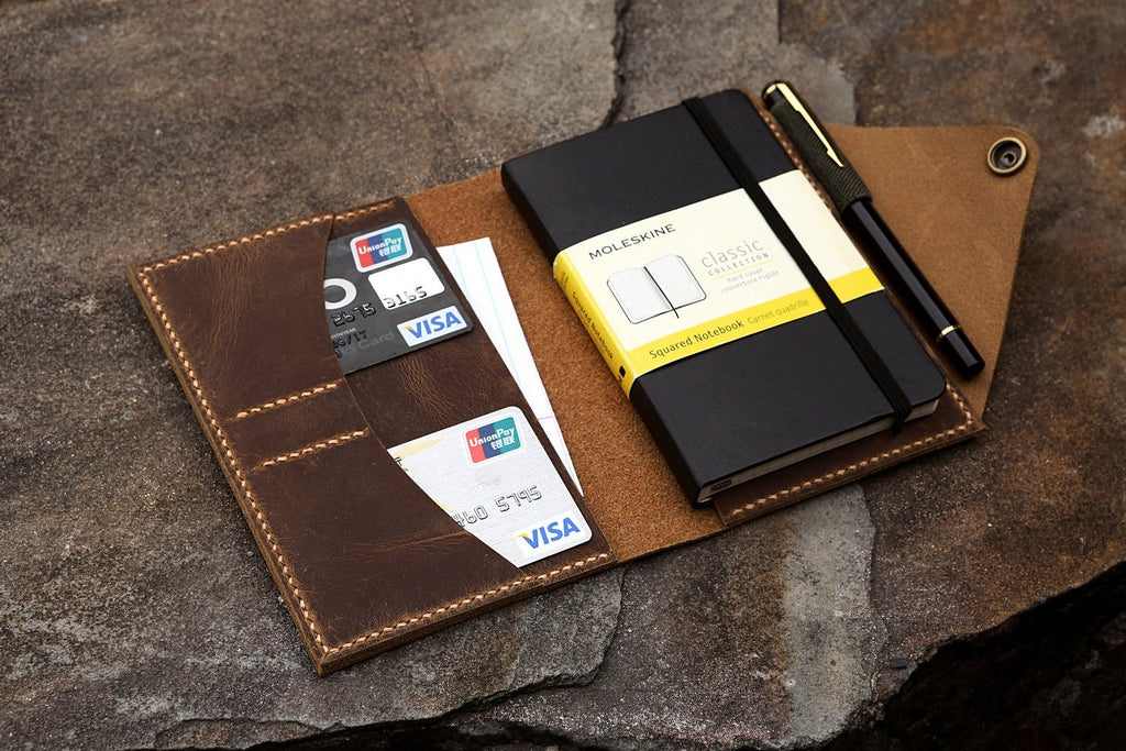 Genuine leather cover organizer for moleskine classic notebook POCKET –  DMleather