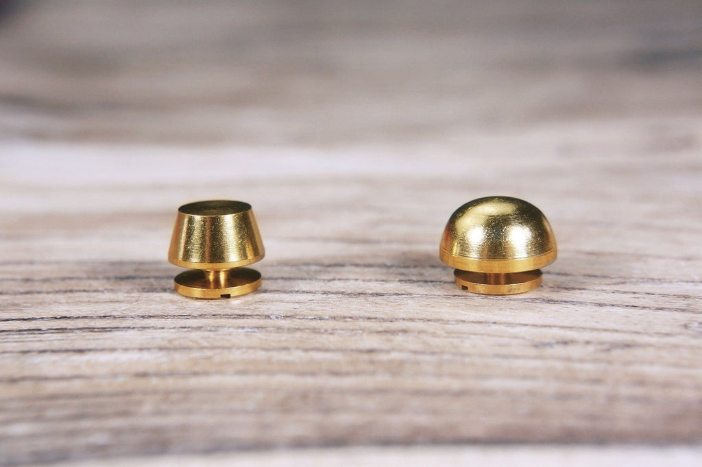 Gold solid brass screw back cone spike studs – DMleather