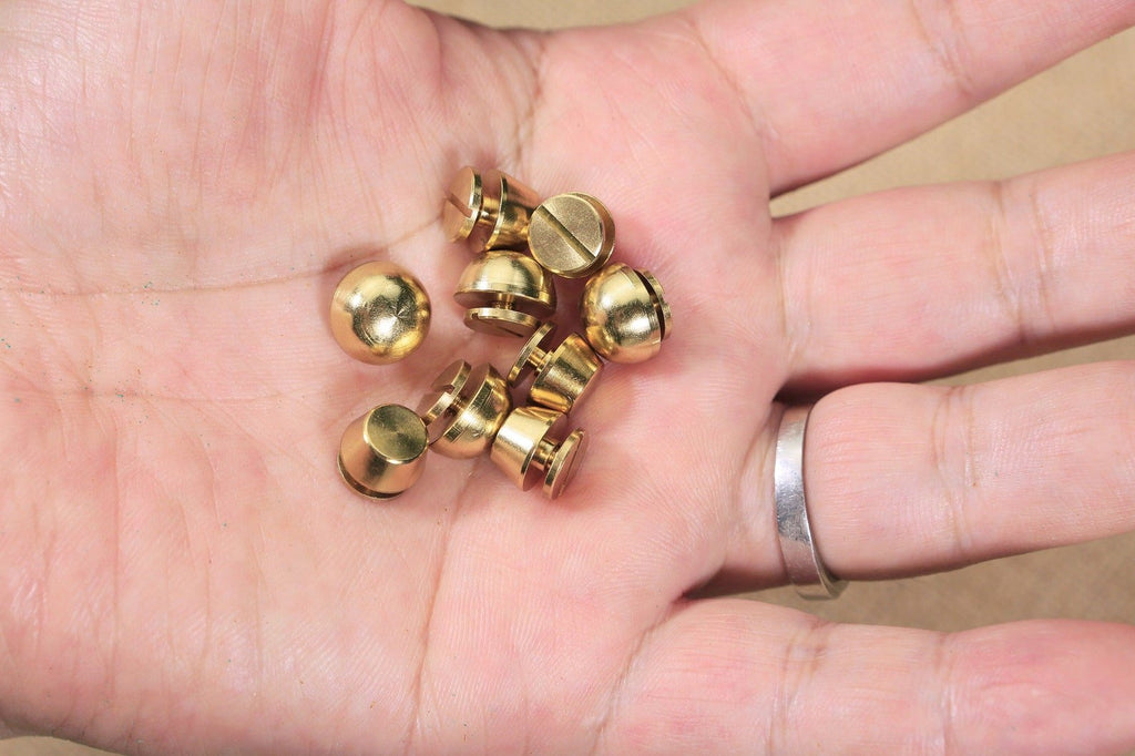 Gold solid brass screw back cone spike studs