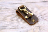 Heavy duty full grain leather belt key clip