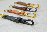 Heavy Duty Leather Keychain clip hook , Personalized Black Brown leather custom monogrammed key fob