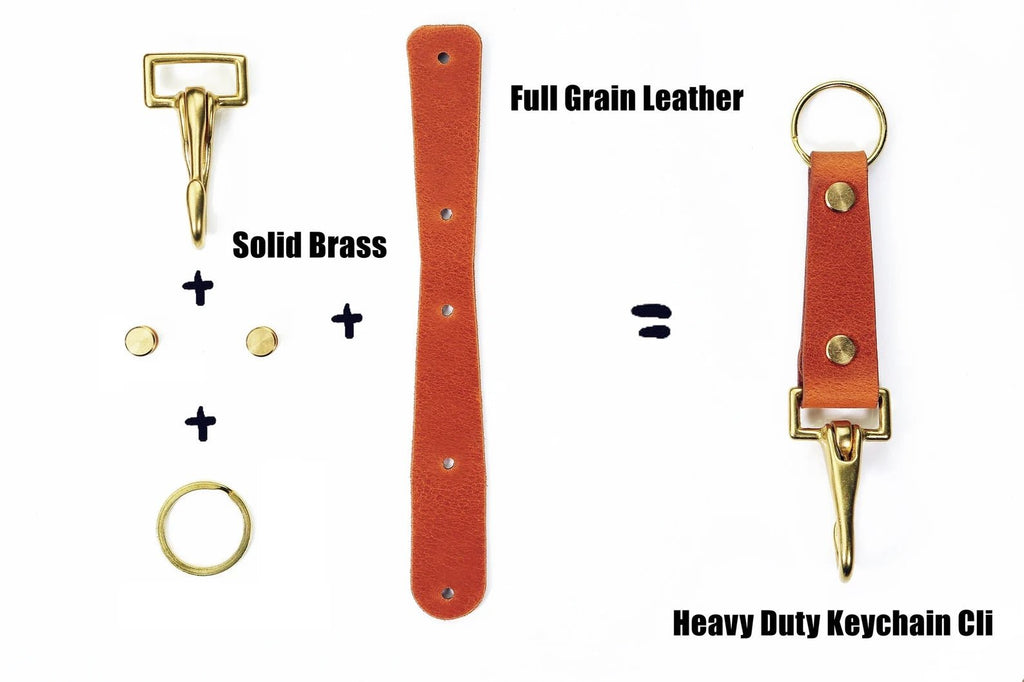 D&M Leather Studio Heavy Duty Full Grain Leather Belt Key Clip