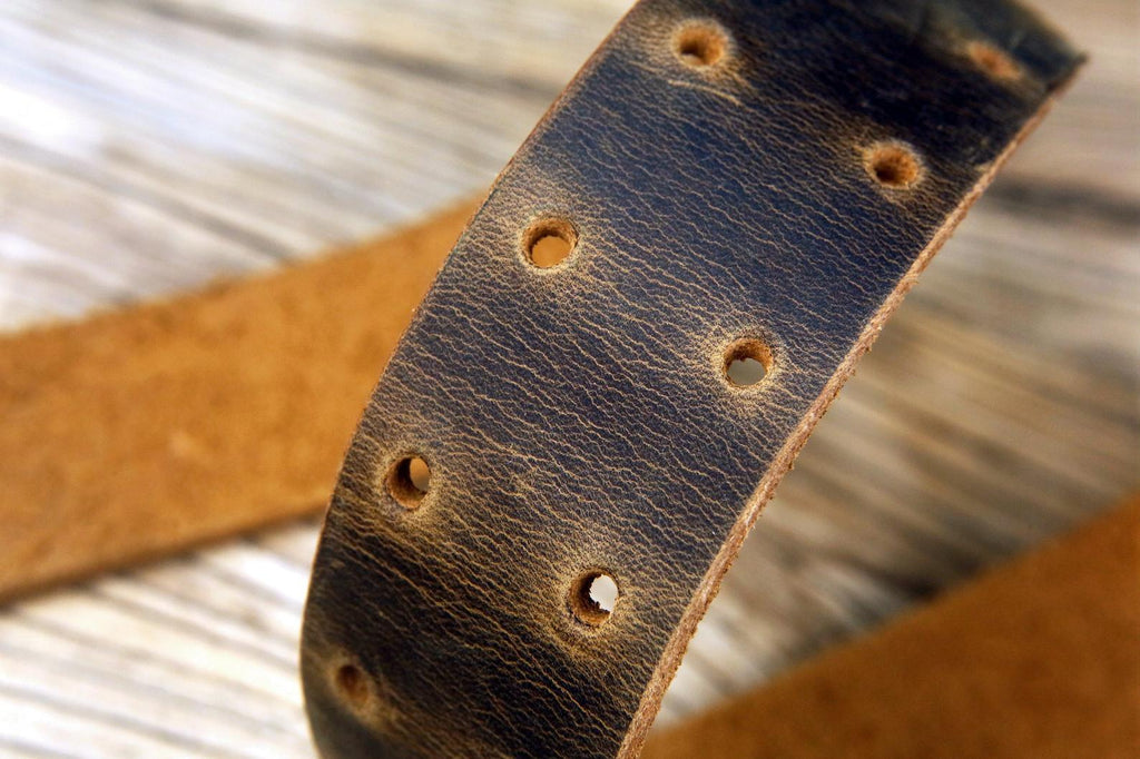 Heavy duty thick double prong leather belt