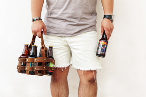 Leather 6 Six Pack Beer Carrier Holder For Bike Bicycle