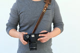 Leather DSLR camera strap, 3 point slinger for camera