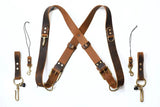Leather dual double camera harness strap for two camera