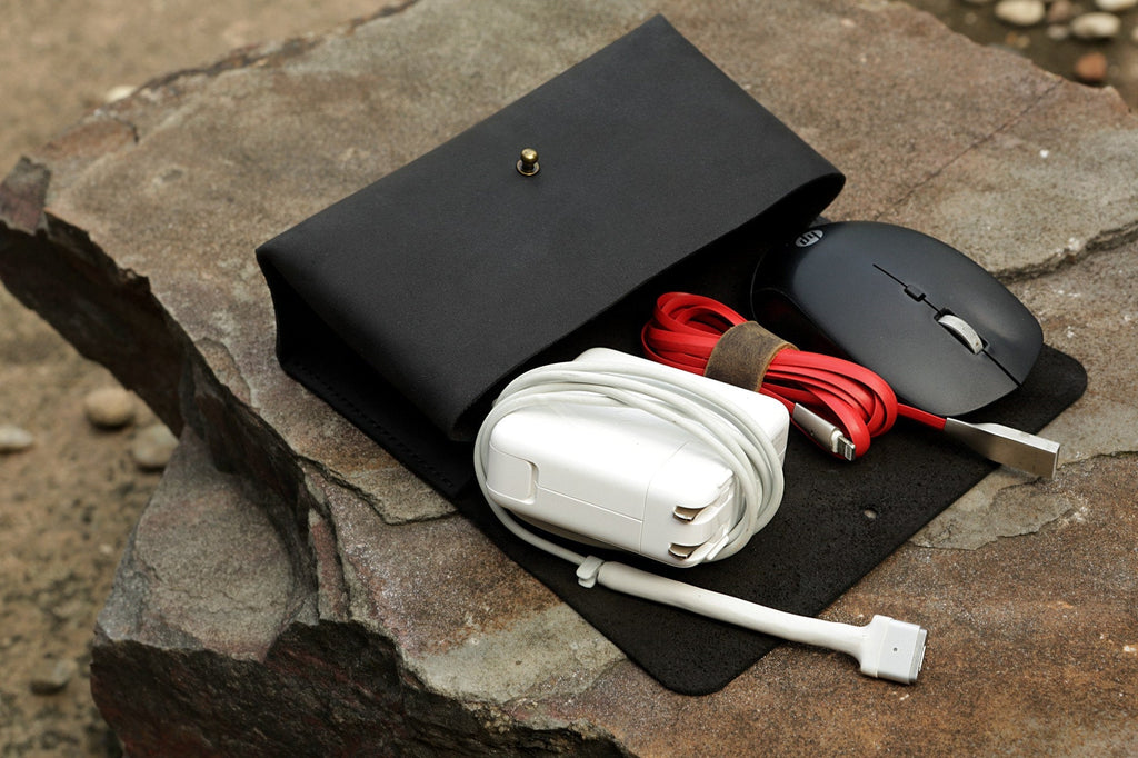 leather macbook charger pouch