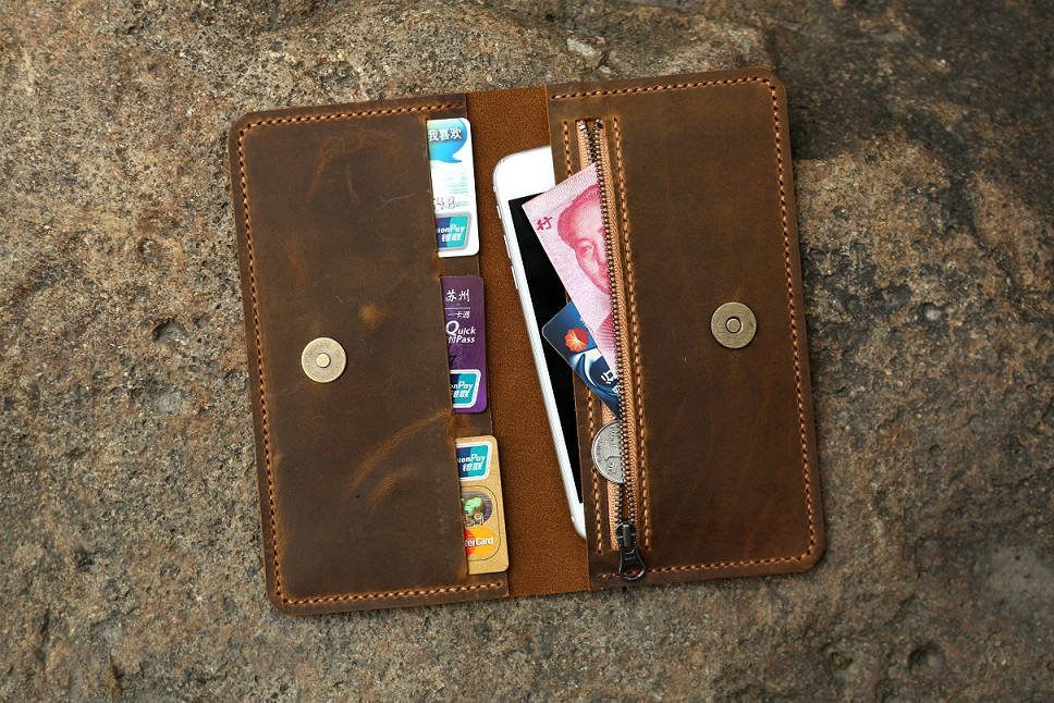 Leather men phone wallet