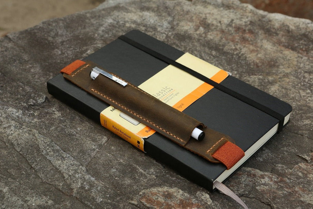Leather Pen holder quiver for moleskine Leuchtturm1917 A5 notebook