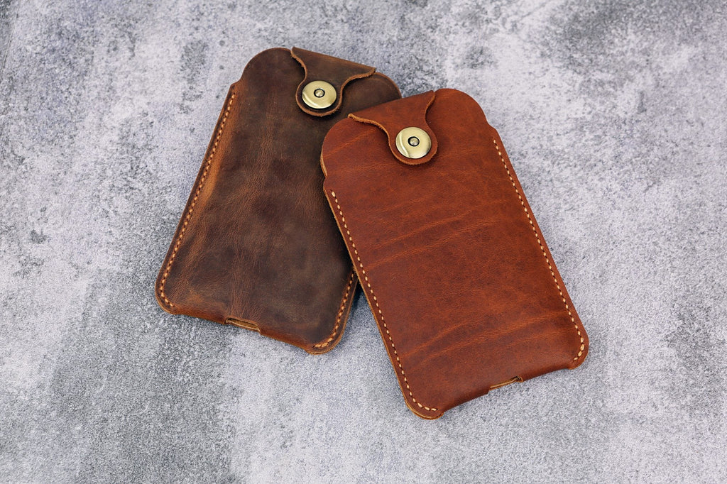 Leather Phone sleeve pouch flip case with belt clip loop