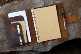 Personalized A5 leather binder notebook organizer