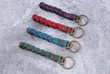 Personalized Braided Leather Keychain Key Fob - Customized with Your Initials