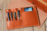 Personalized brown black vegetable tanned leather briefcase shoulder bag