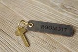 Personalized Brown mens leather keychain / distressed leather motorcycle key tag