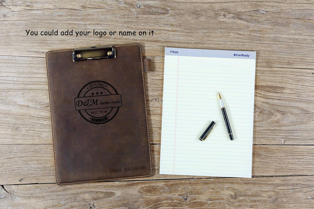 Personalized custom leather clip board with pen holder – DMleather