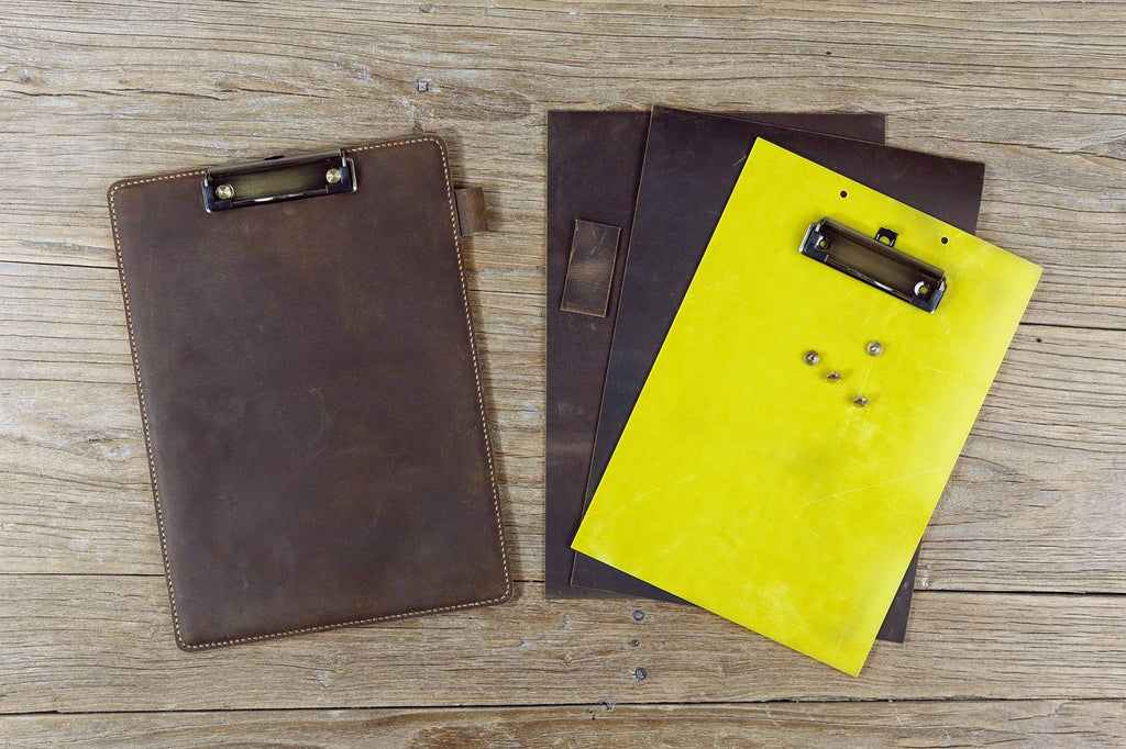 Personalized custom leather clip board with pen holder