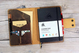 Personalized distressed leather cover organizer for Clever Fox Planner A5 size