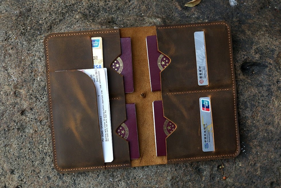 Leather family passport cover