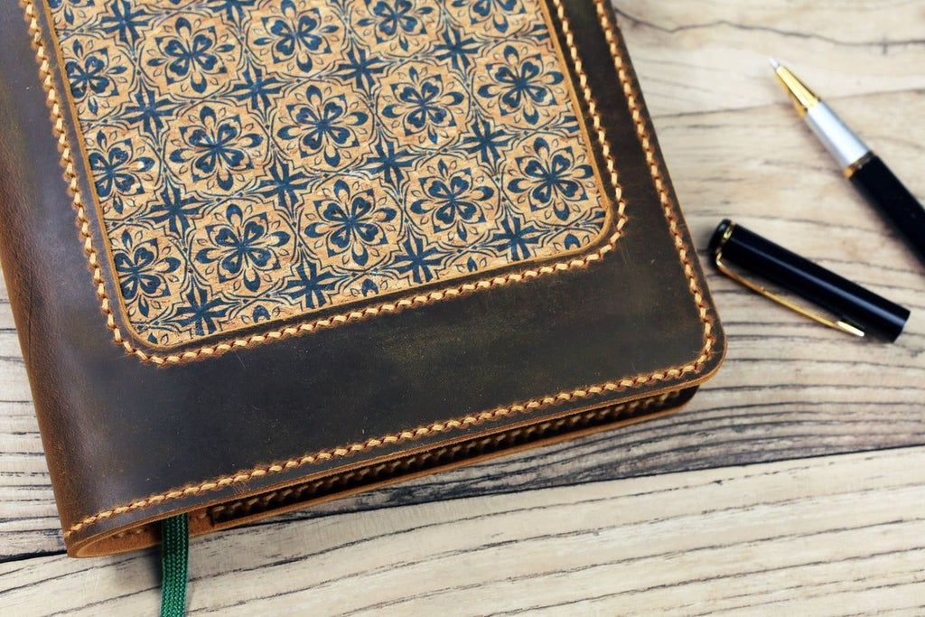 Personalized embossed leather journal notebook cover