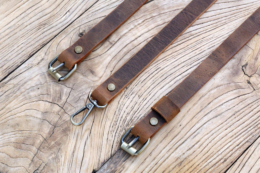 Personalized full grain Leather adjustable bag strap