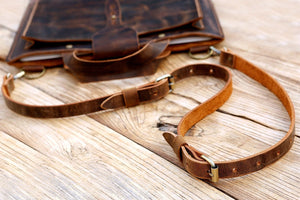 rustic brown leather shoulder cross body duffle bag strap