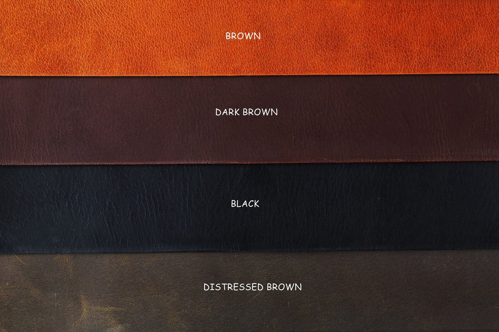 Personalized Full Grain Leather Desk Pad Blotter , Black Leather