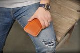 Personalized full grain leather iPhone 13 mini 12 Pro Max phone sleeve case