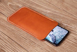 black brown leather iPhone X XR XS Max phone pouch