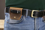 Personalized full grain Leather tape measure belt clip holster