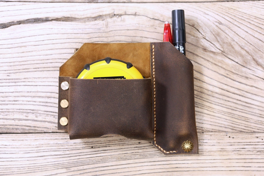 Personalized full grain Leather tape measure holder pouch – DMleather