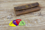 Personalized guitar picks leather case