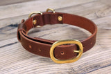 Personalized heavy duty leather dog collar and leash set