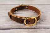Personalized heavy duty leather large dog collar and leash set with name