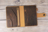 Personalized leather A5 journal cover travel organizer