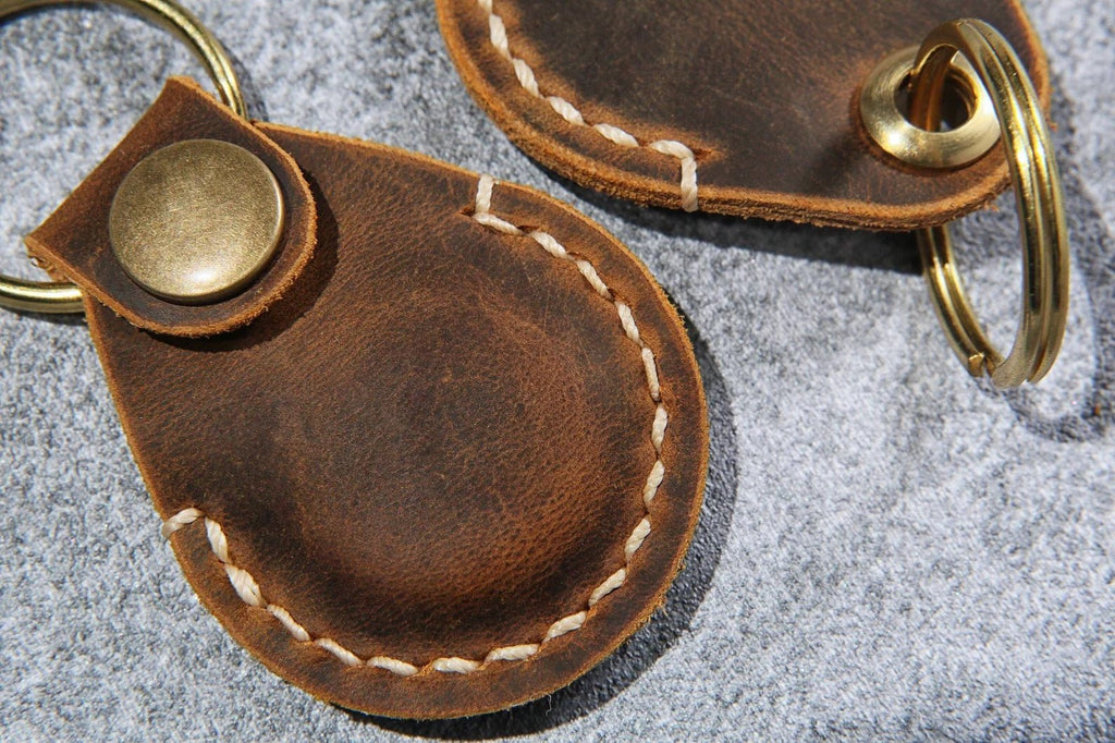 Leather AirTag Case, Handmade Apple AirTag Leather Key Fob, AirTag