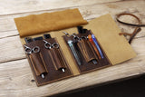Personalized leather barber roll case , leather hairdressing bag